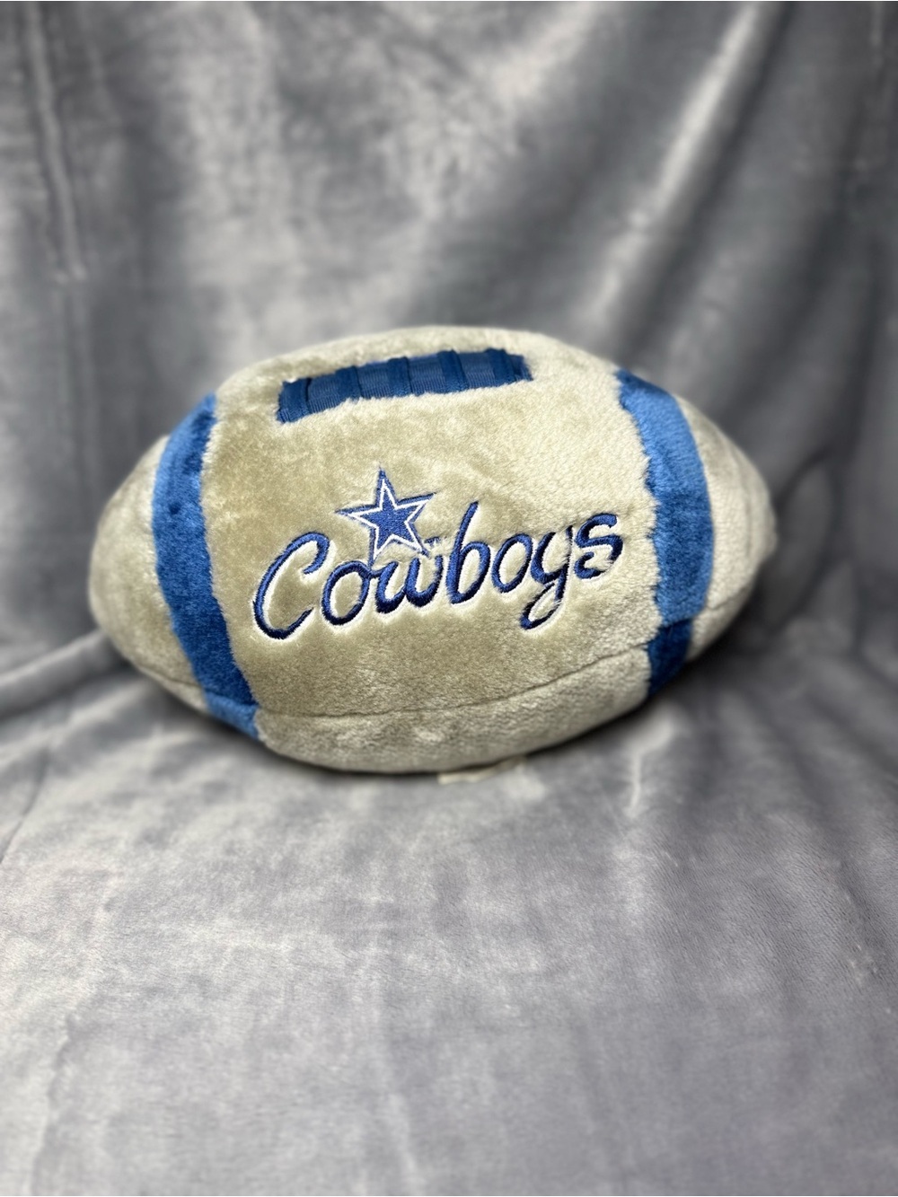 Vintage Dallas Cowboys NFL Plush Football Stuffed Toy Kentex Silver Blue